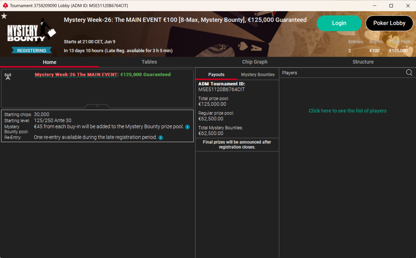 lobby main event mystery bounty week
