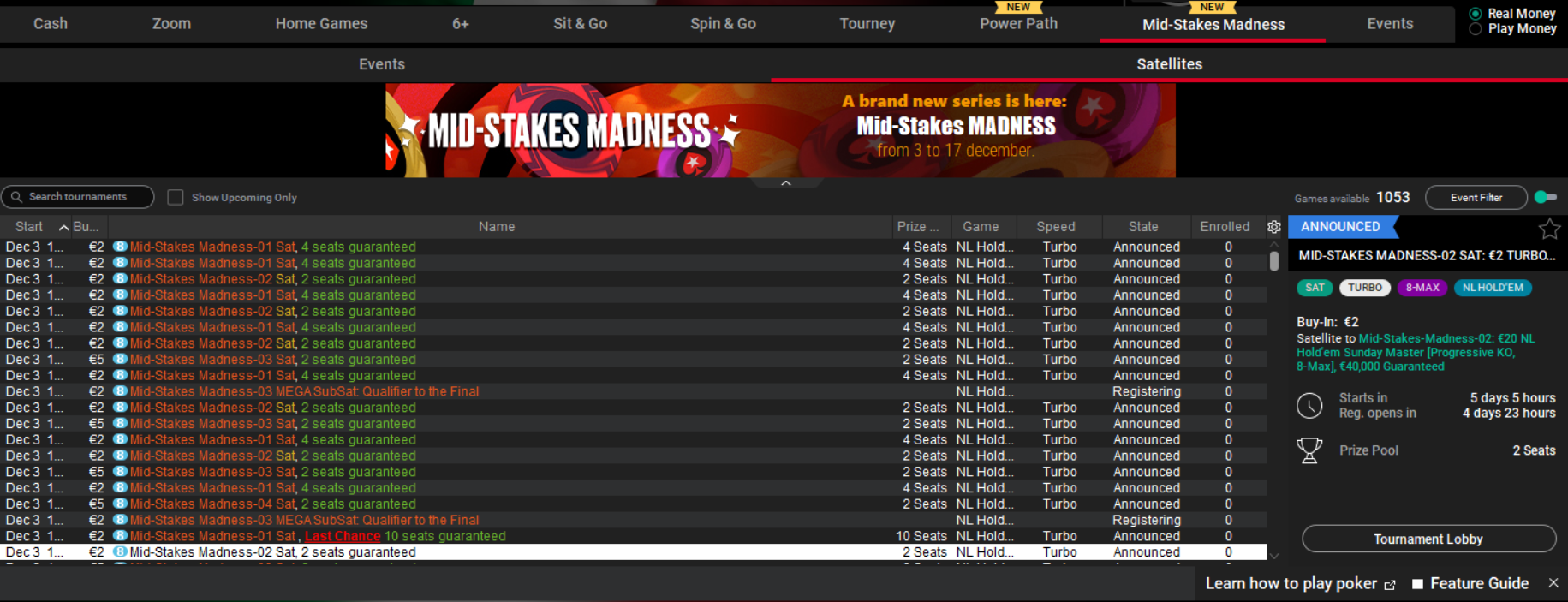 satelliti midstakes madness