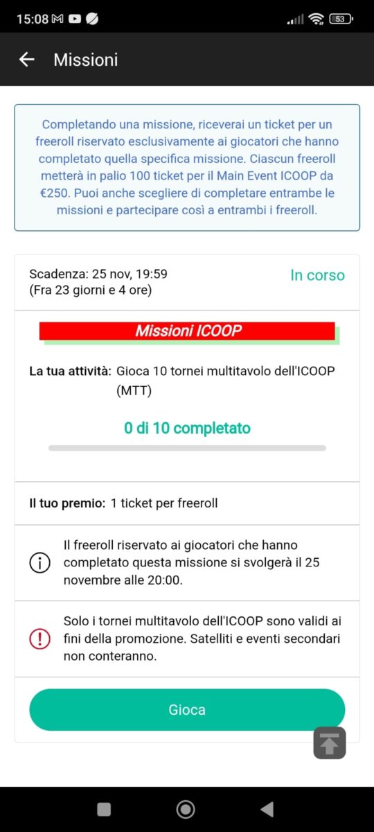 schermata missioni dispositivi mobili