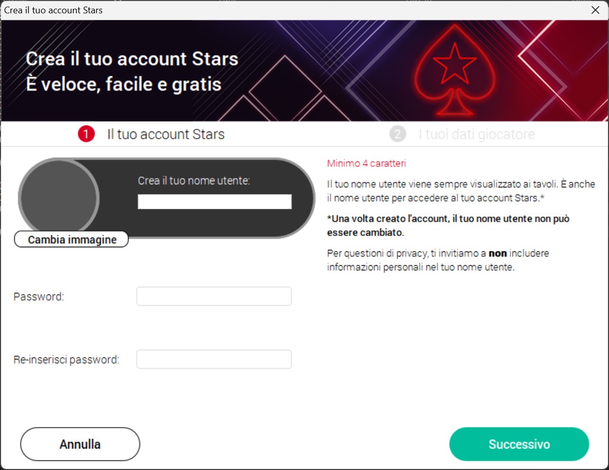 apertura conto pokerstars