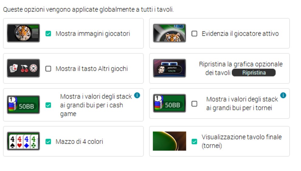 visualizzazione tavolo pokerstars