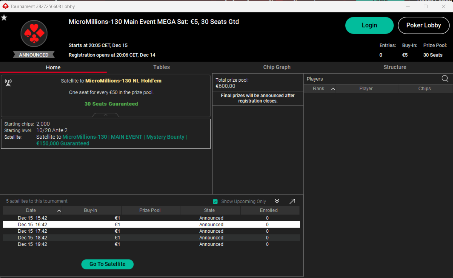 mega sat main event micromillions