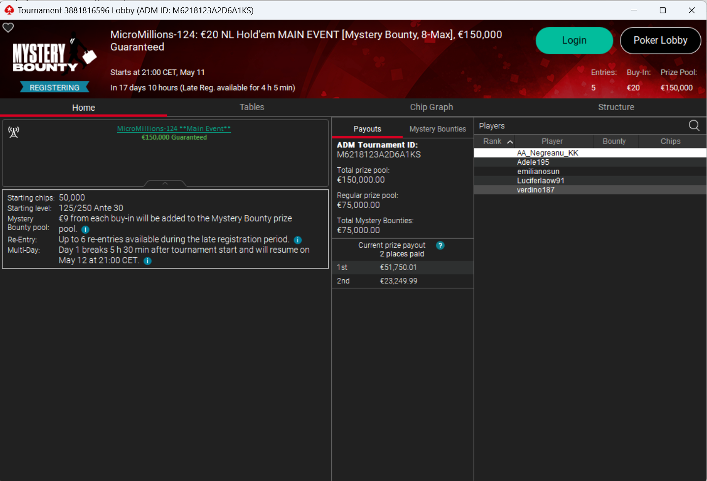 main event micromillions lobby
