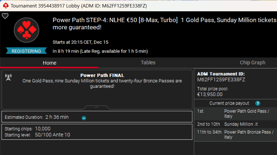 power path con ticket sunday million